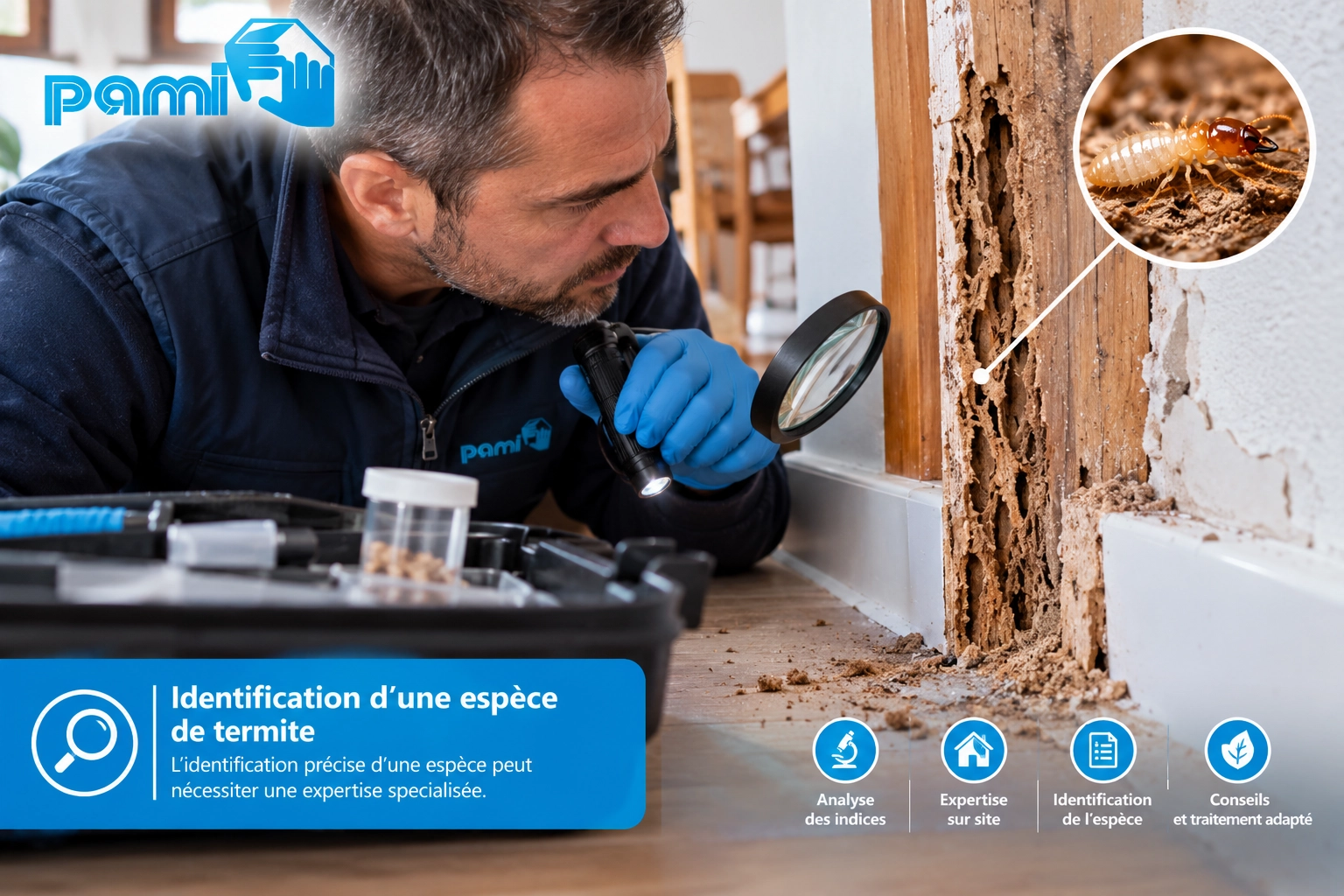 Expertise pour identifier une espèce de termite dans une habitation