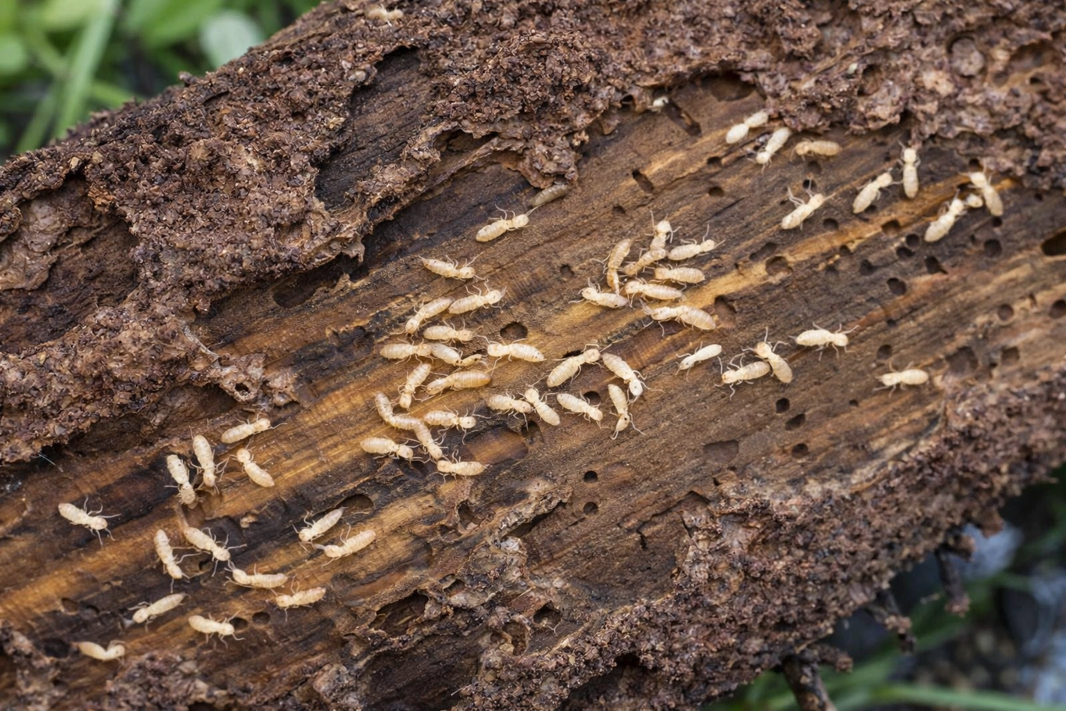 Bois creux et fissuré suite à l’action des termites